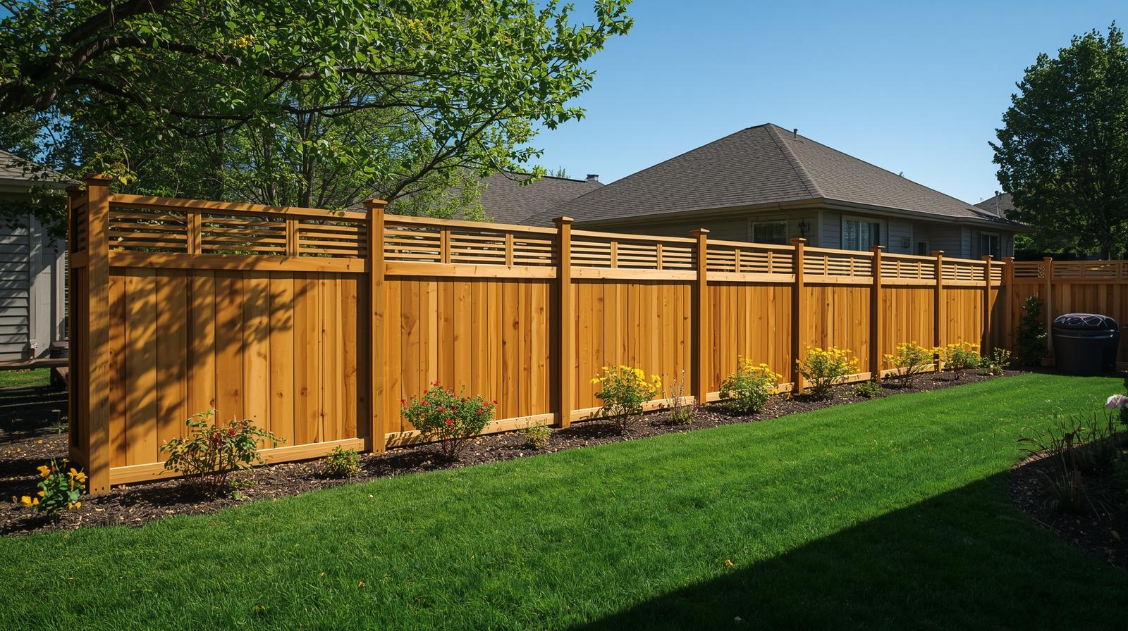 Wood privacy fence installation in Rockford IL backyard providing security and privacy.