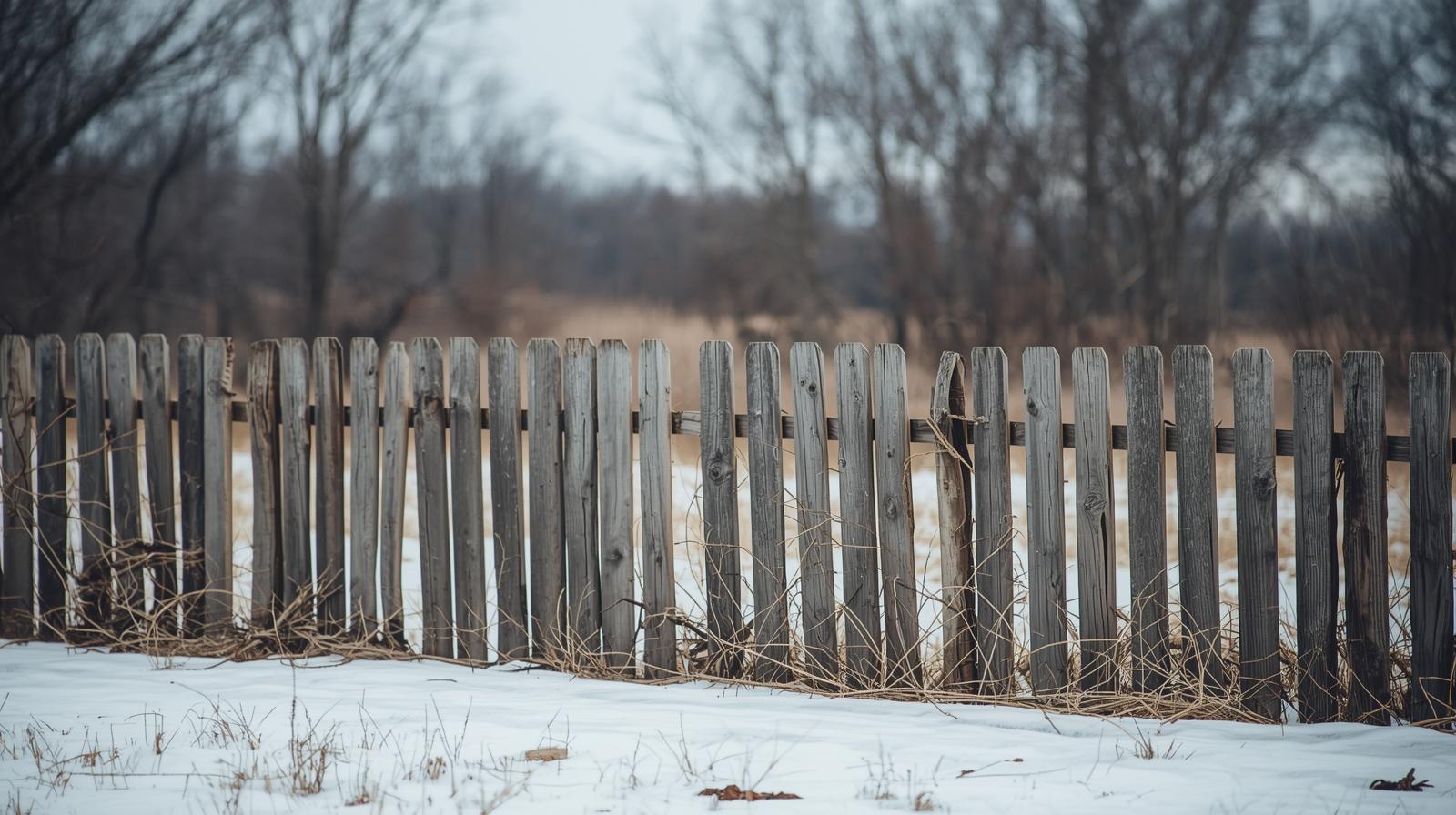 Residential fence in Northern Illinois showing weather exposure and long-term durability. Residential fence in Northern Illinois showing weather exposure and long-term durability.
