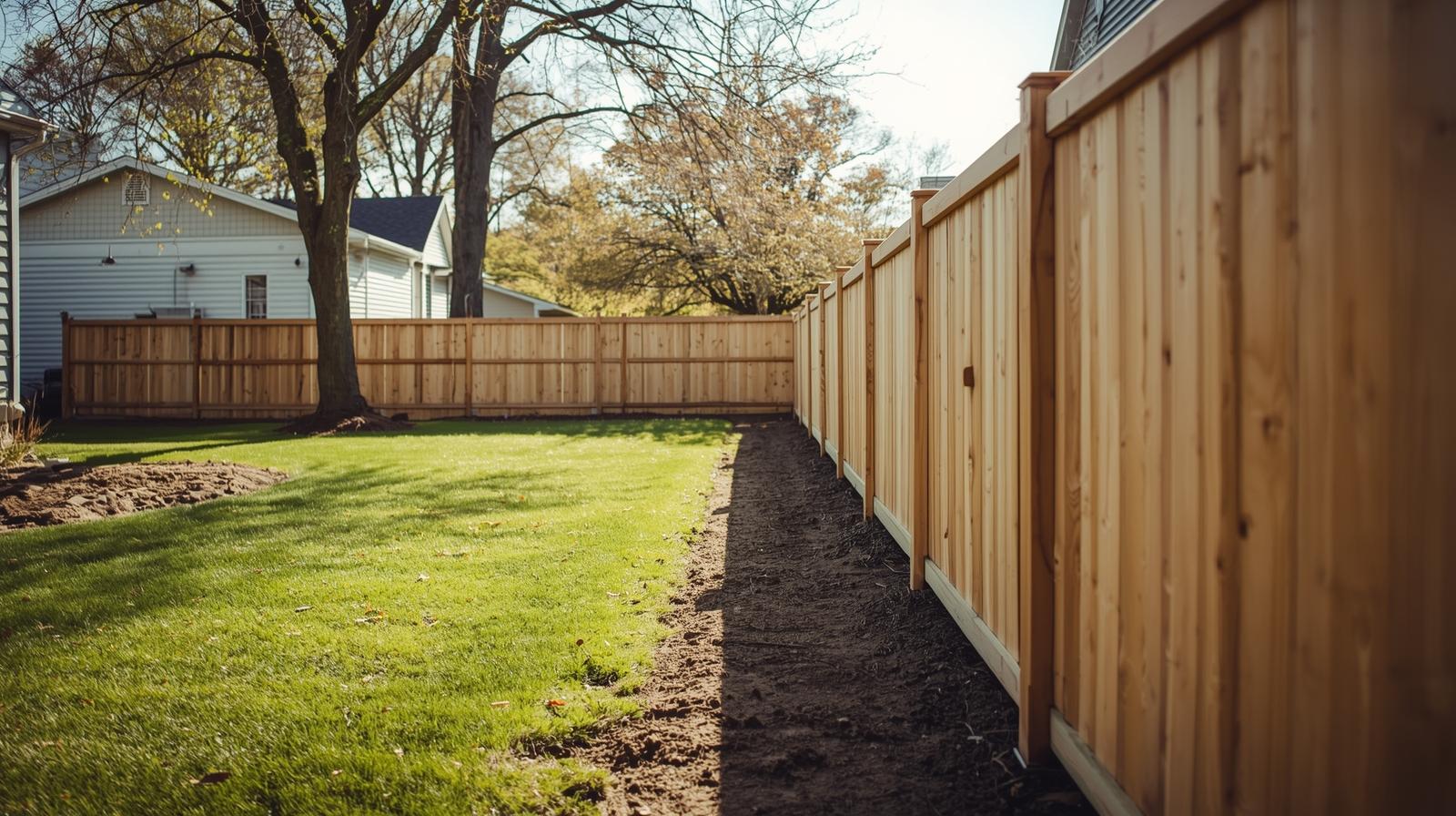 Residential fence installation project in Rockford IL during spring weather. Residential fence installation project in Rockford IL during spring weather.