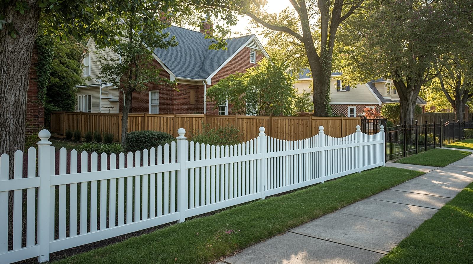 Different residential fence styles in Rockford IL including picket and privacy fencing.