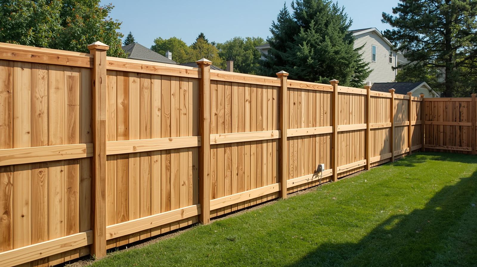 Fence installation project in Roscoe IL backyard showing posts and panels being installed. Fence installation project in Roscoe IL backyard showing posts and panels being installed.