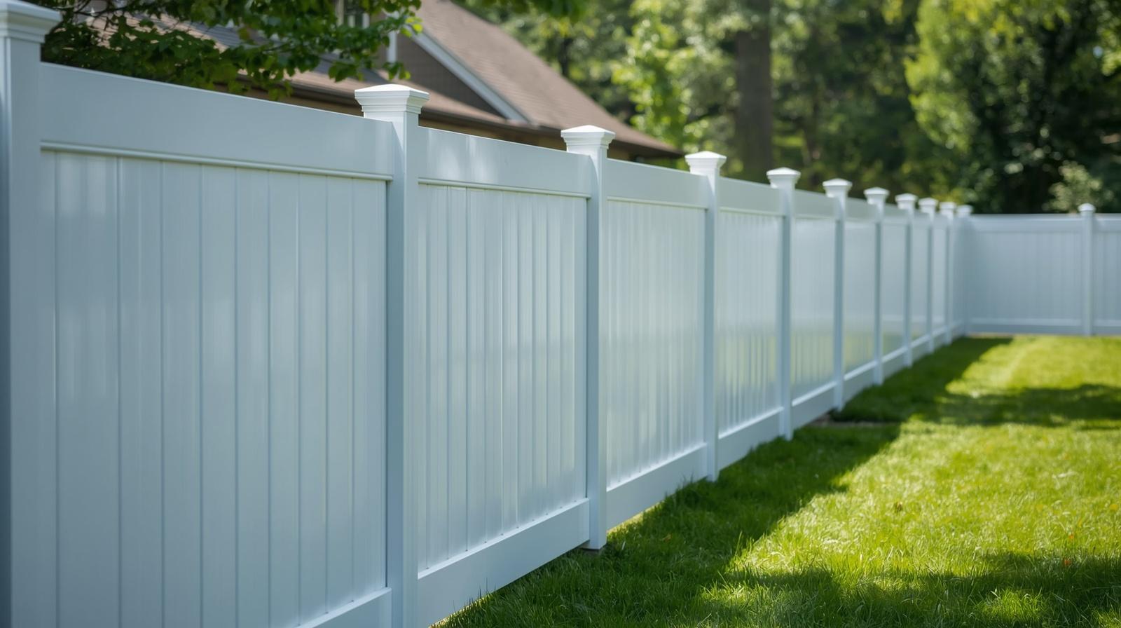 Residential fence installation in Loves Park IL backyard with contractor installing fence panels.