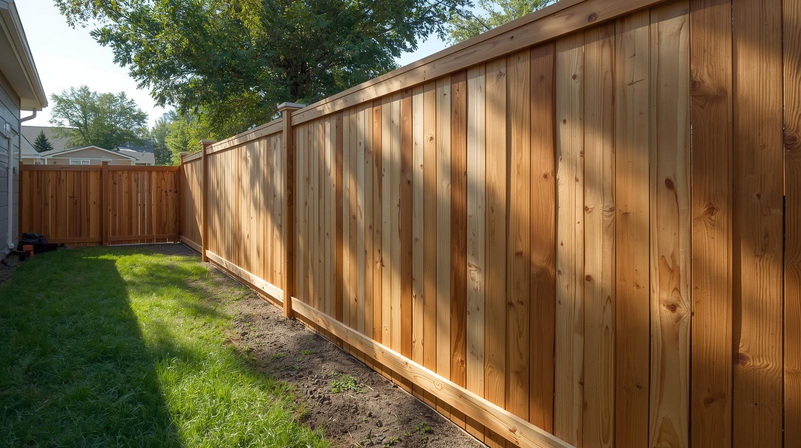 Residential fence installation in Loves Park IL backyard with contractor installing privacy fence.