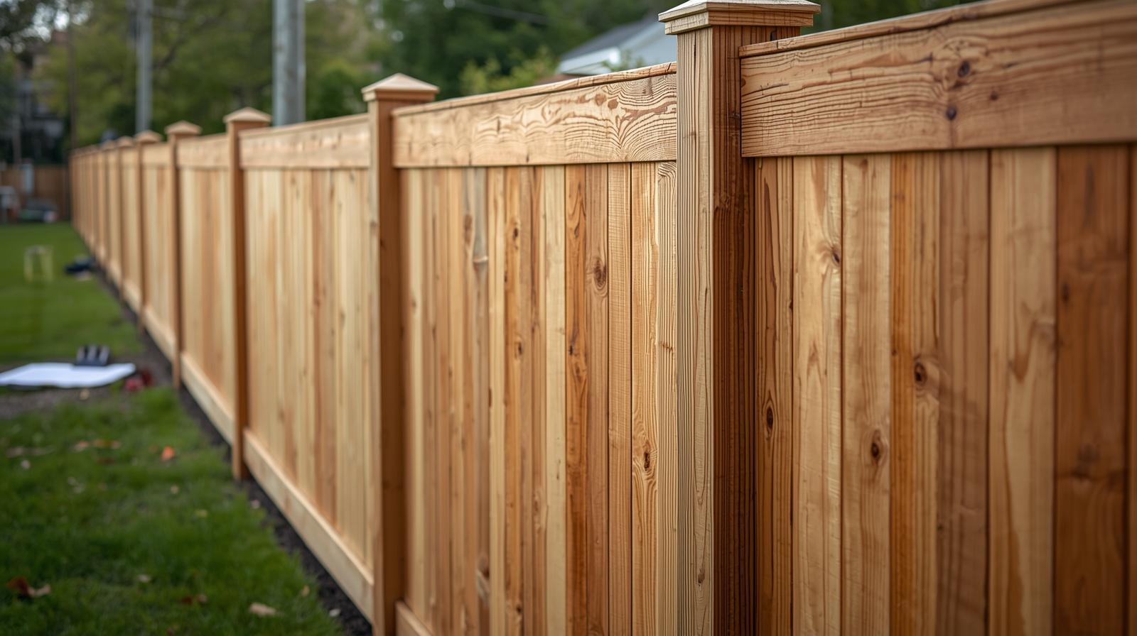 Fence contractor measuring yard in Rockford IL for installation quote.