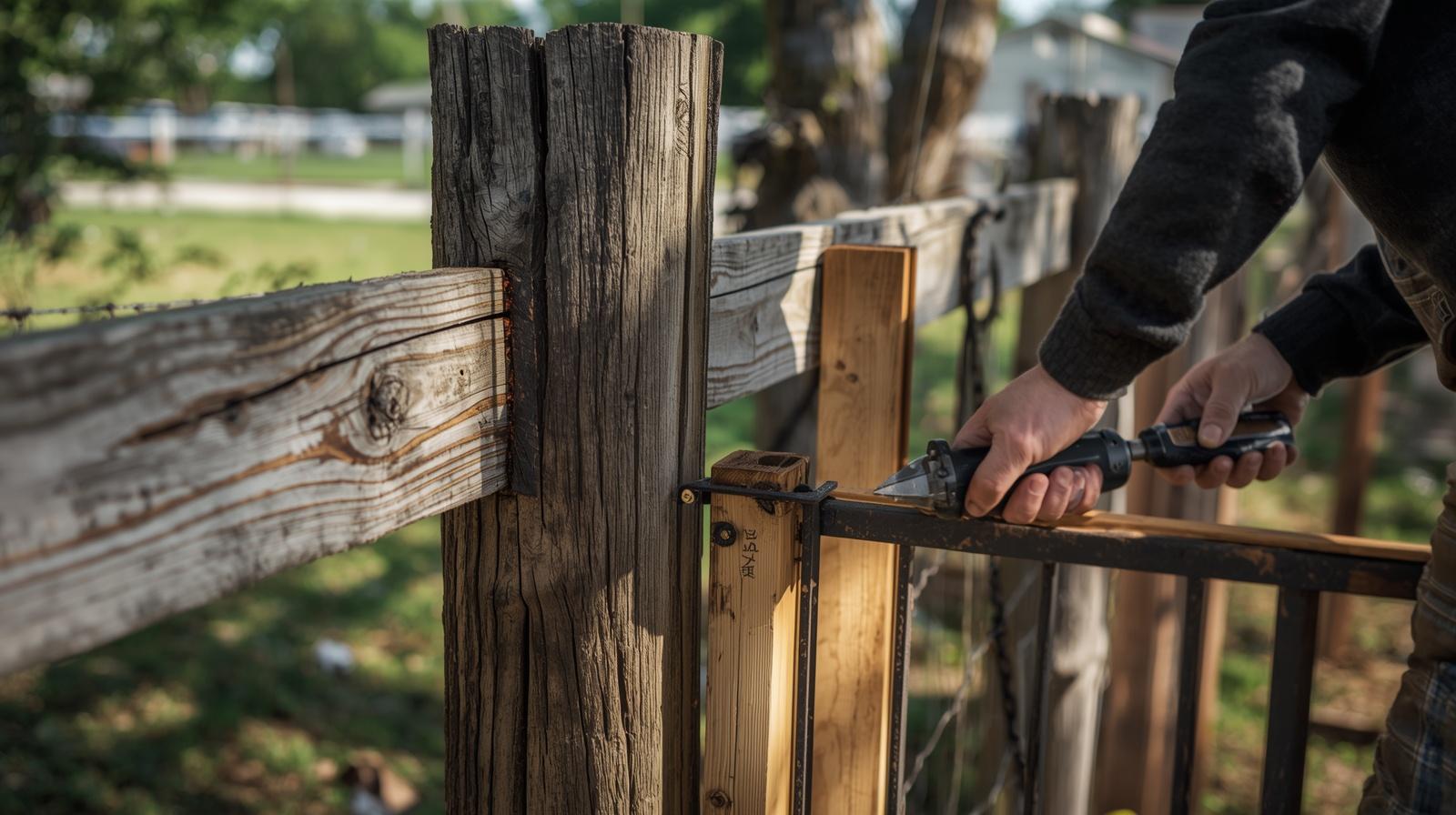 Fence repair in Davis Junction IL fixing leaning posts and sagging gate. Fence repair in Davis Junction IL fixing leaning posts and sagging gate.