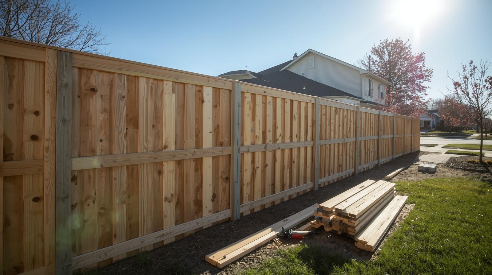 Residential fence installation in Belvidere IL backyard with new fence.