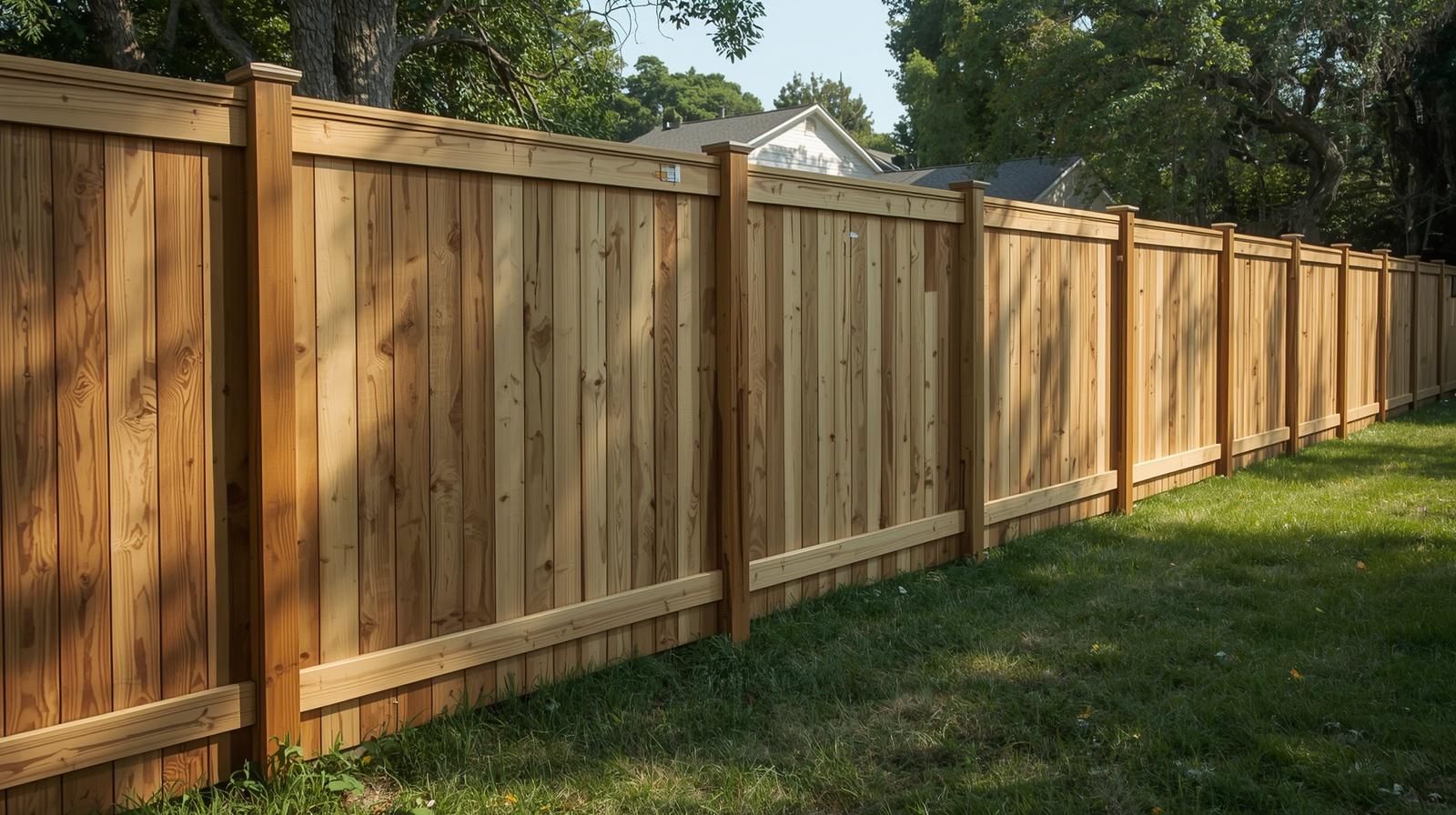 Residential fence installation in DeKalb IL backyard with new fence.