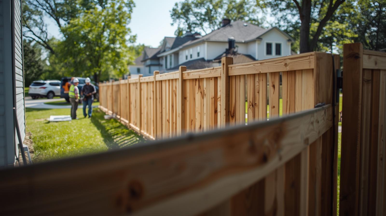 Residential fence installation in backyard in Marengo IL.