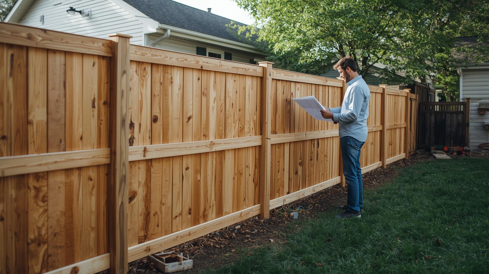 Fence contractor discussing installation project with homeowner in Rockton IL.