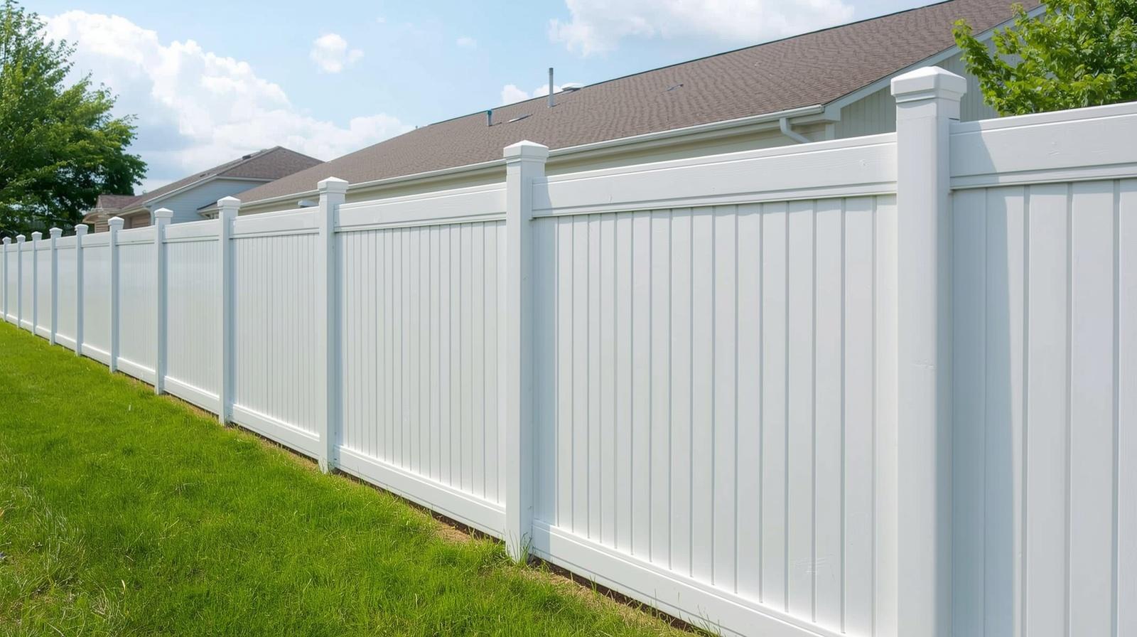 Vinyl fence installed in residential yard in Lake Carroll IL.
