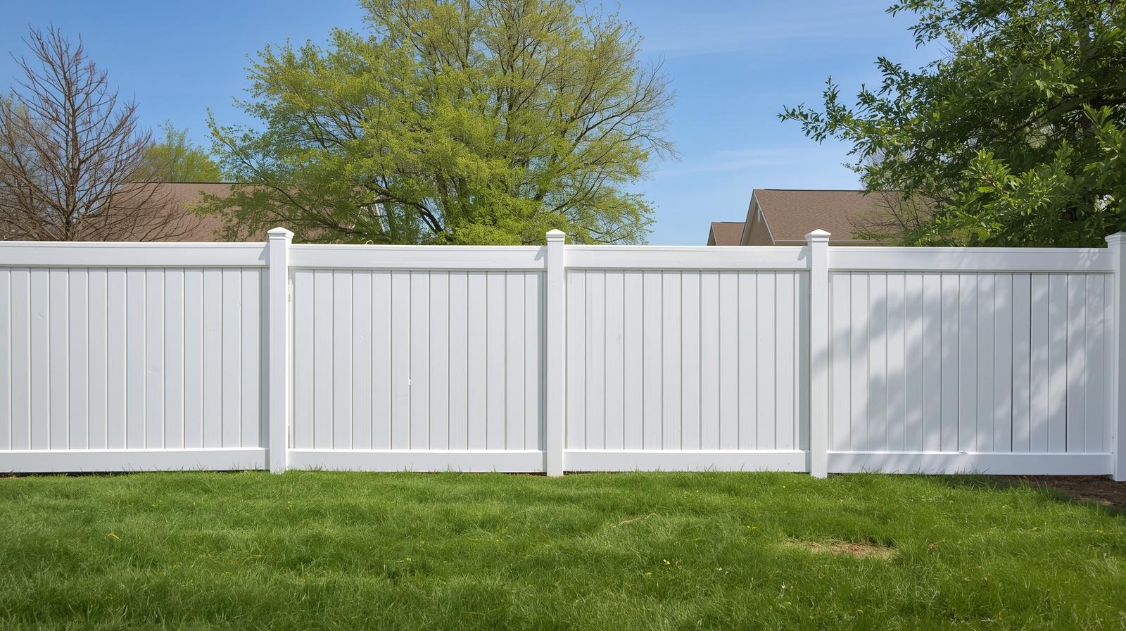 Vinyl fence installed in residential yard in Galena IL.