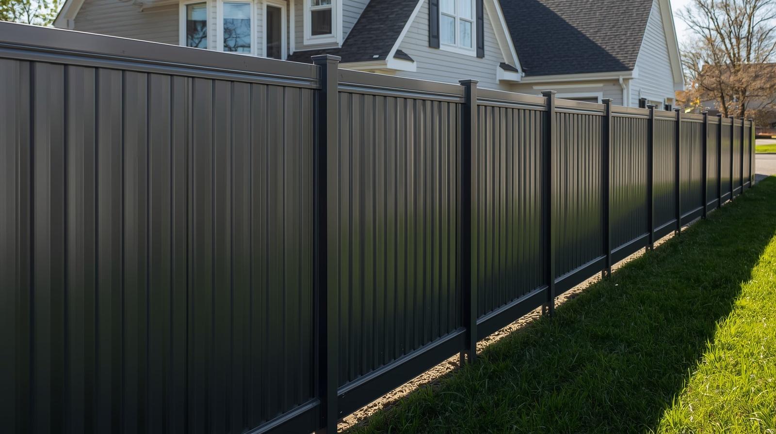 Black aluminum fence installed around residential property in Galena IL. Black aluminum fence installed around residential property in Galena IL.
