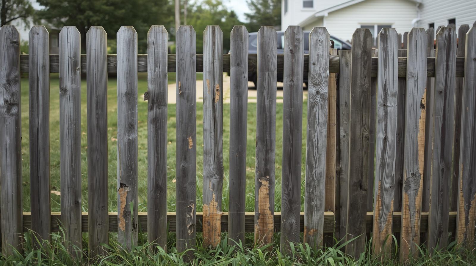 Old damaged fence next to newly replaced fence in Loves Park IL.