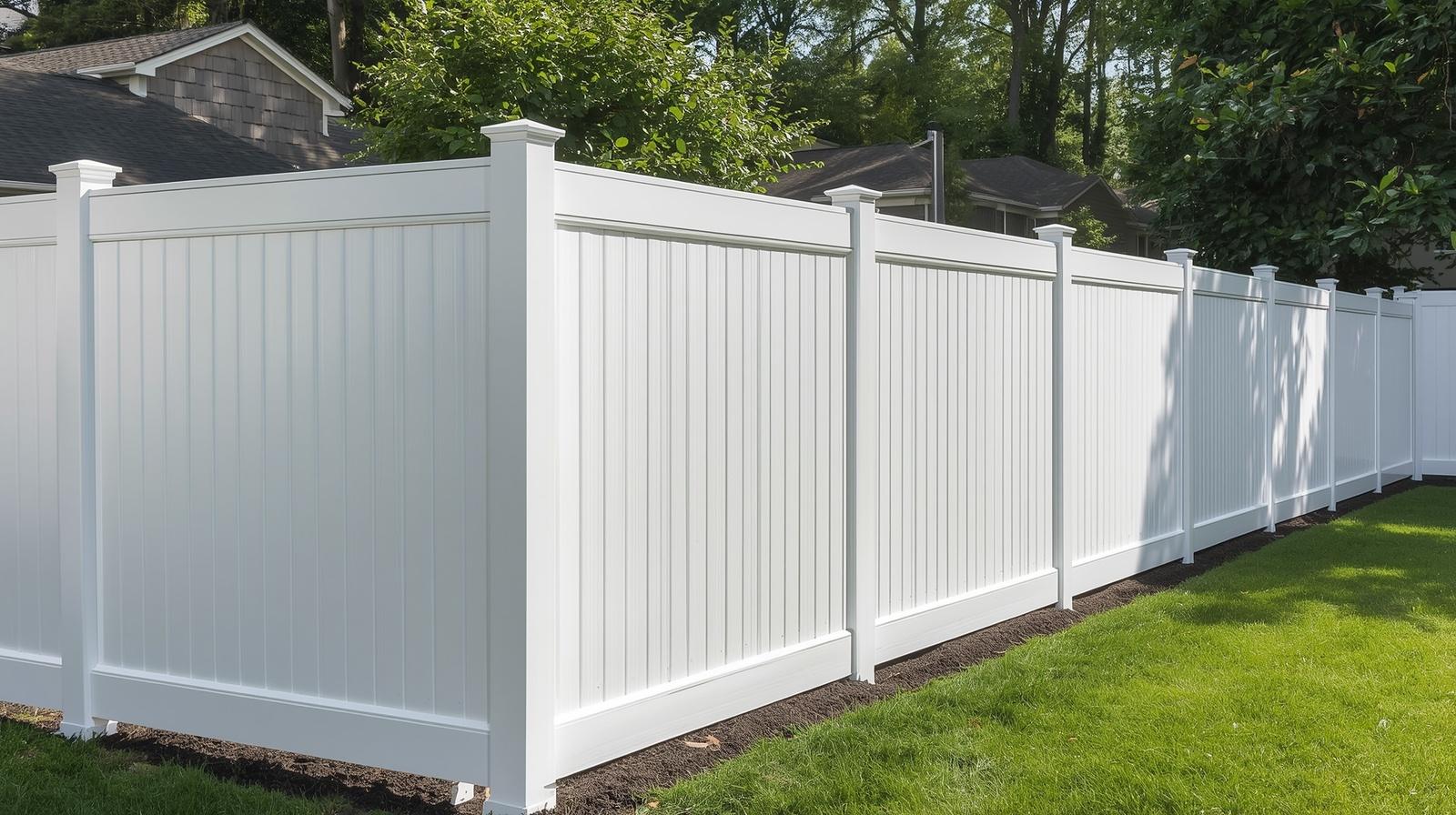 Vinyl fence installed around residential backyard in Rockton IL.