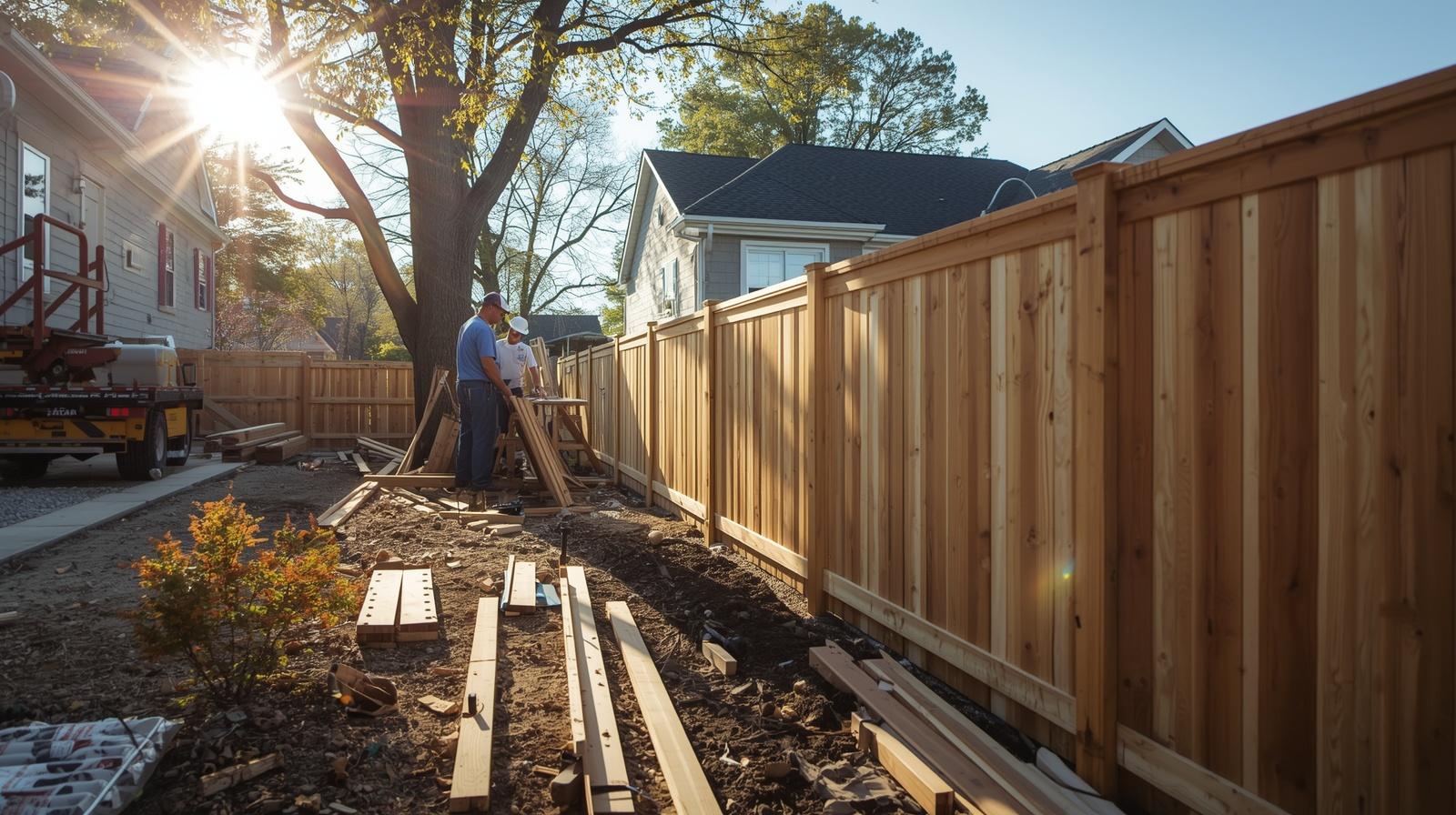 Privacy fence installation around residential backyard in Beloit WI.