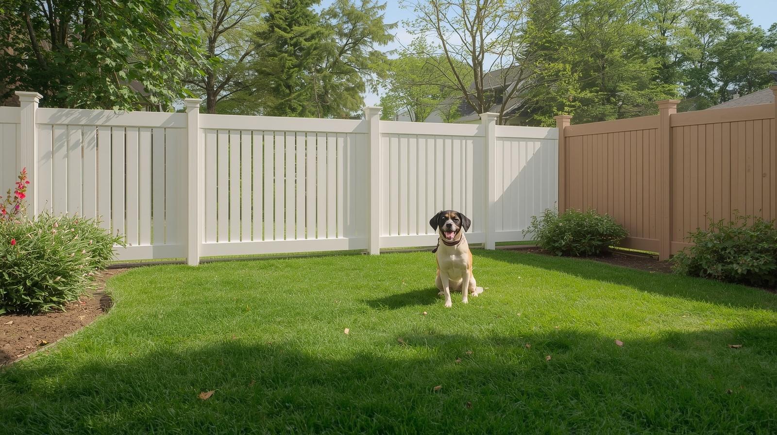 Pet-friendly backyard fence installed for dogs and pets in Davis Junction IL.