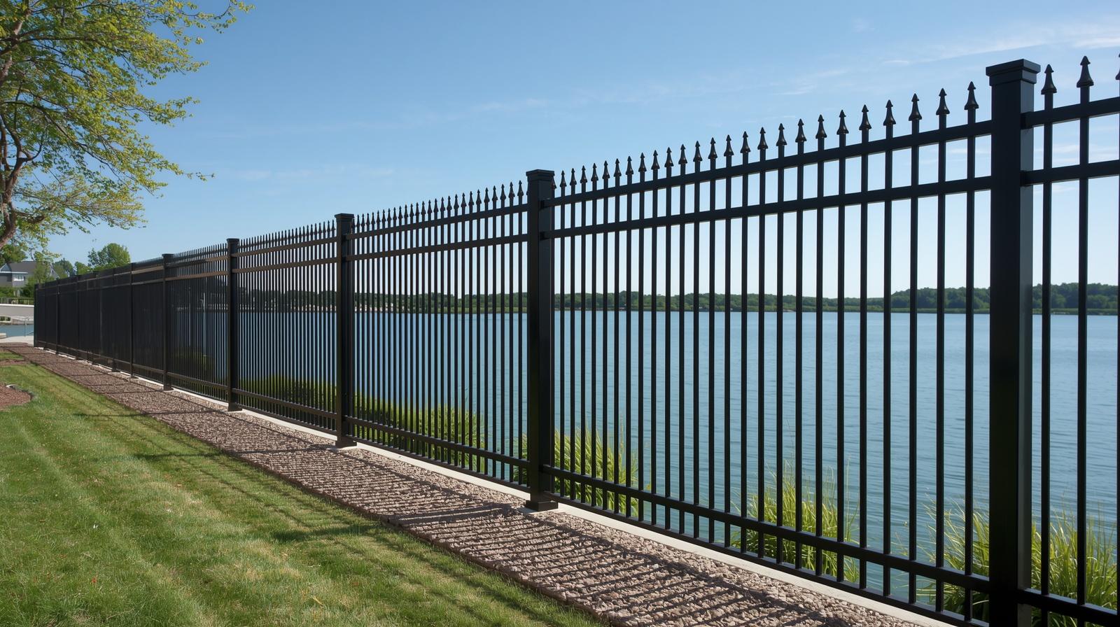 Aluminum and ornamental fence installation on residential property in Lake Carroll IL.