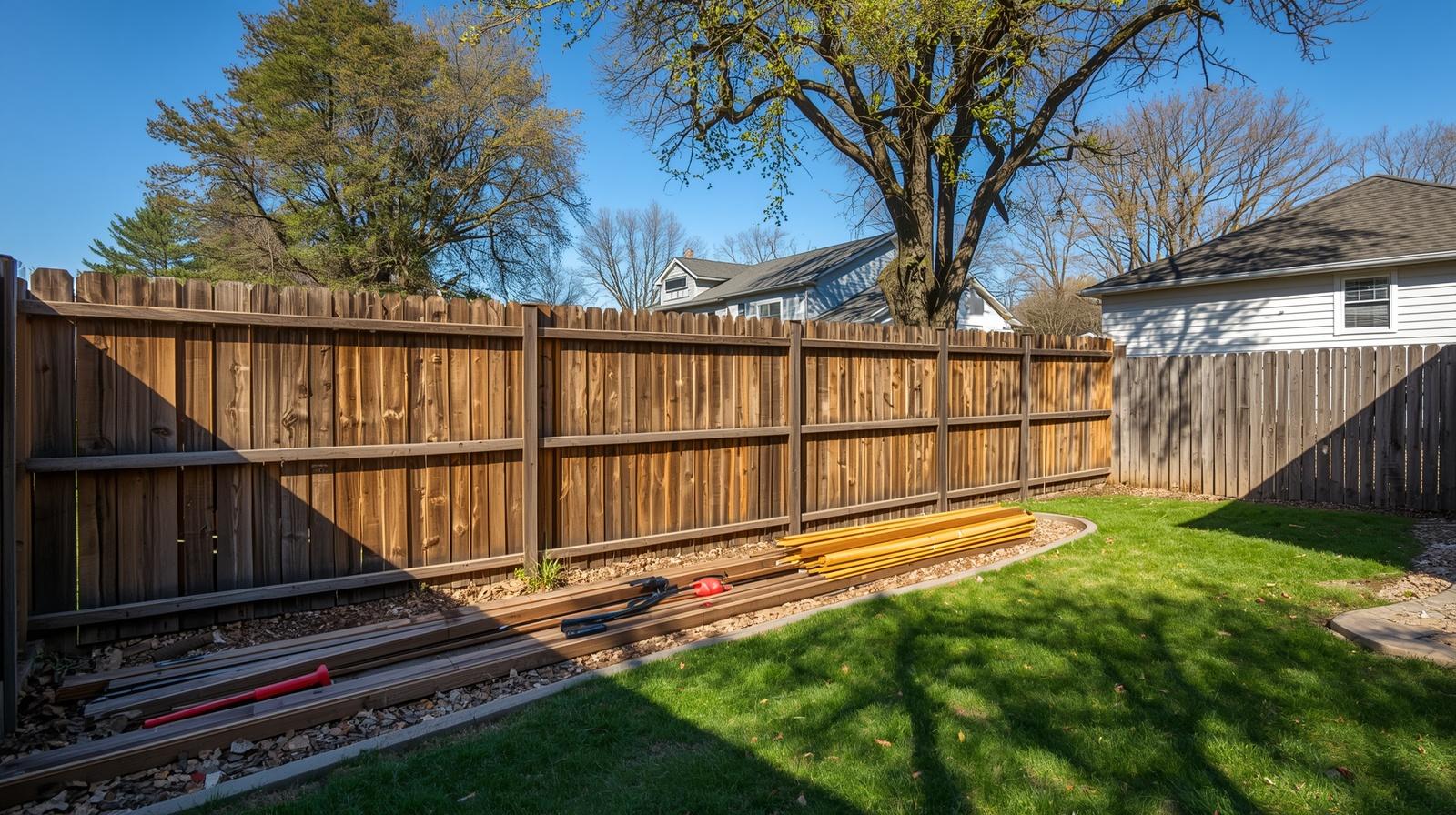 Fence replacement project on residential property in Avalon WI.
