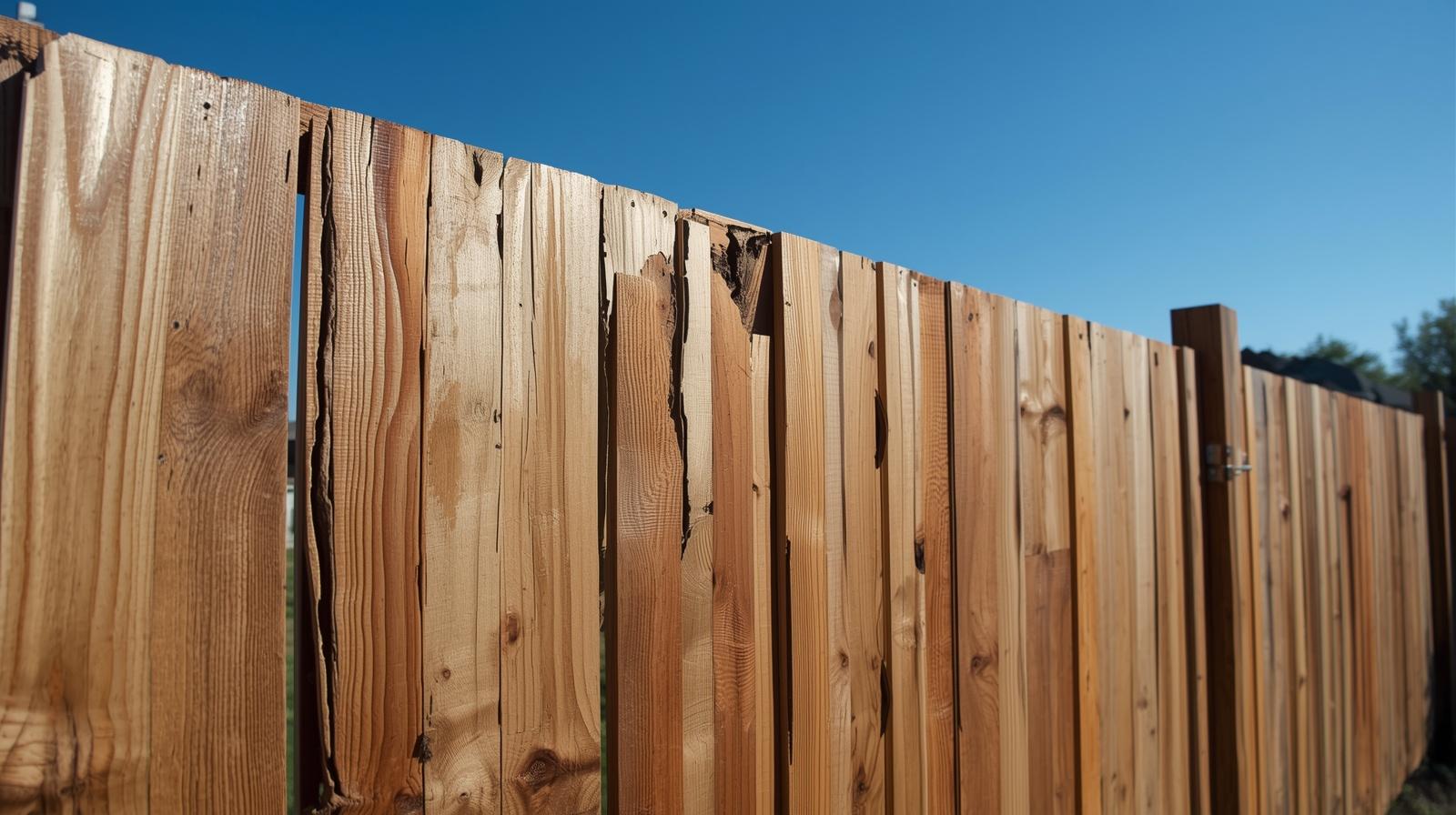 Old damaged fence next to newly replaced fence in Belvidere IL.