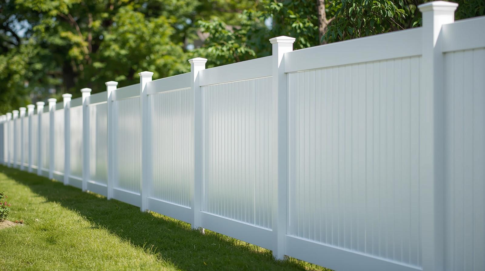 Vinyl fence installation around residential property in Edgerton WI.