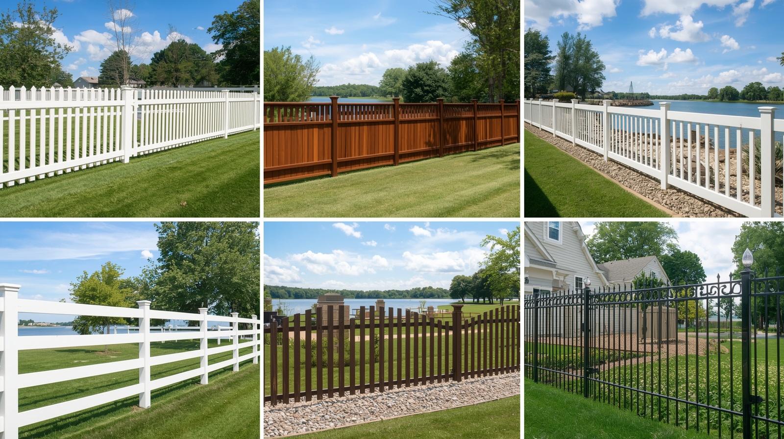Different residential fence styles installed on homes in Evansville WI.