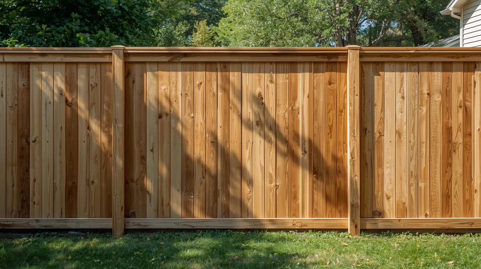 Wood fence maintenance and staining on residential property in Beloit WI.