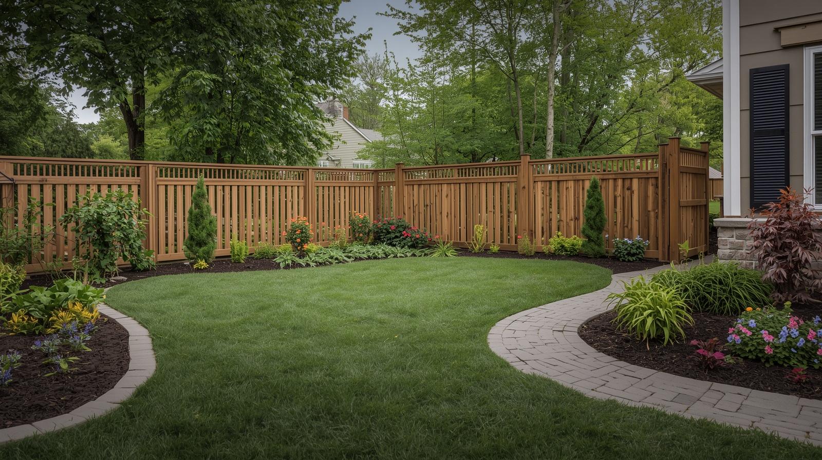 Backyard fence installation featuring privacy and decorative fencing options in Dixon IL.