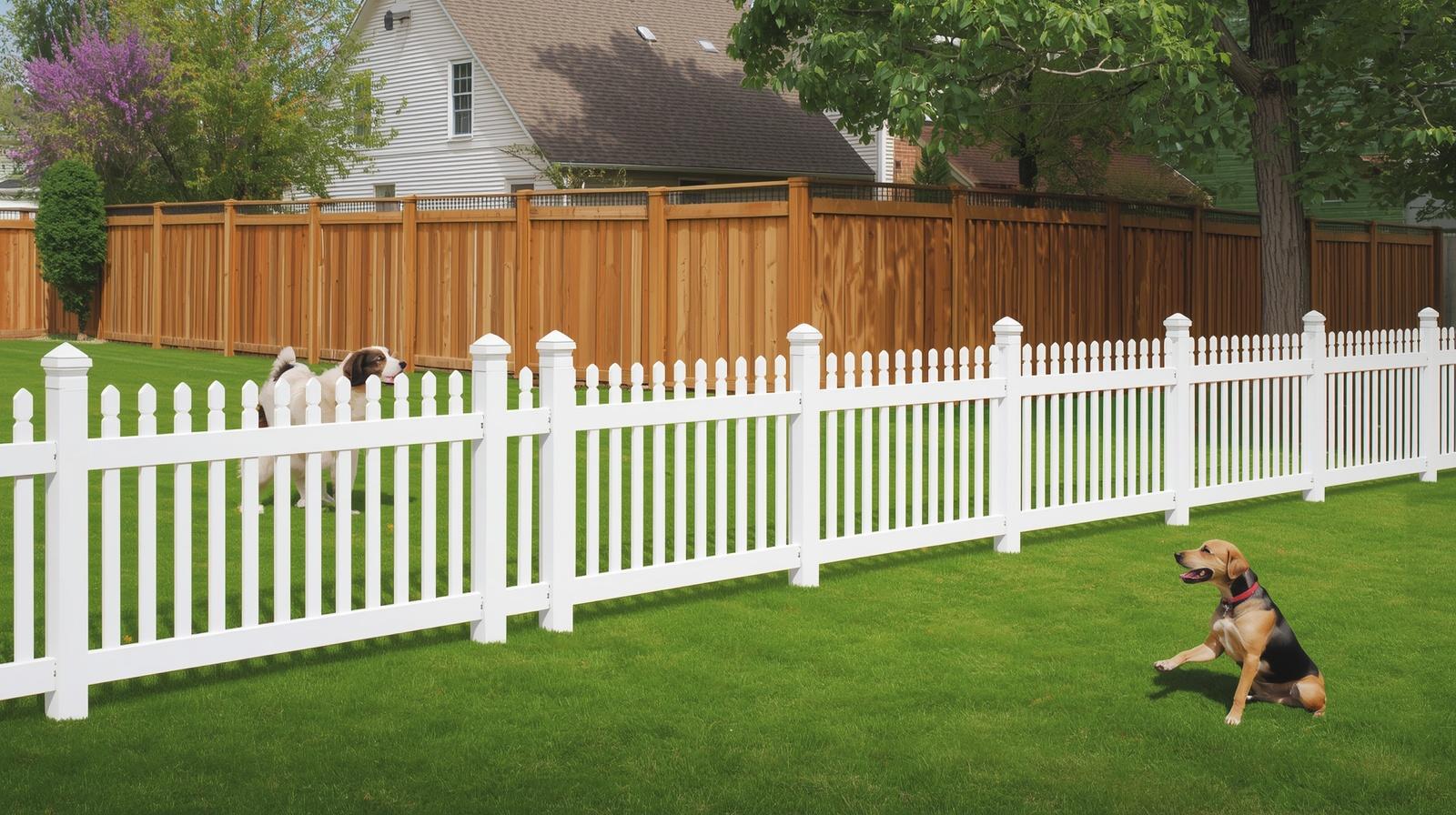 Pet-friendly fence installation around residential yard in Winnebago IL.