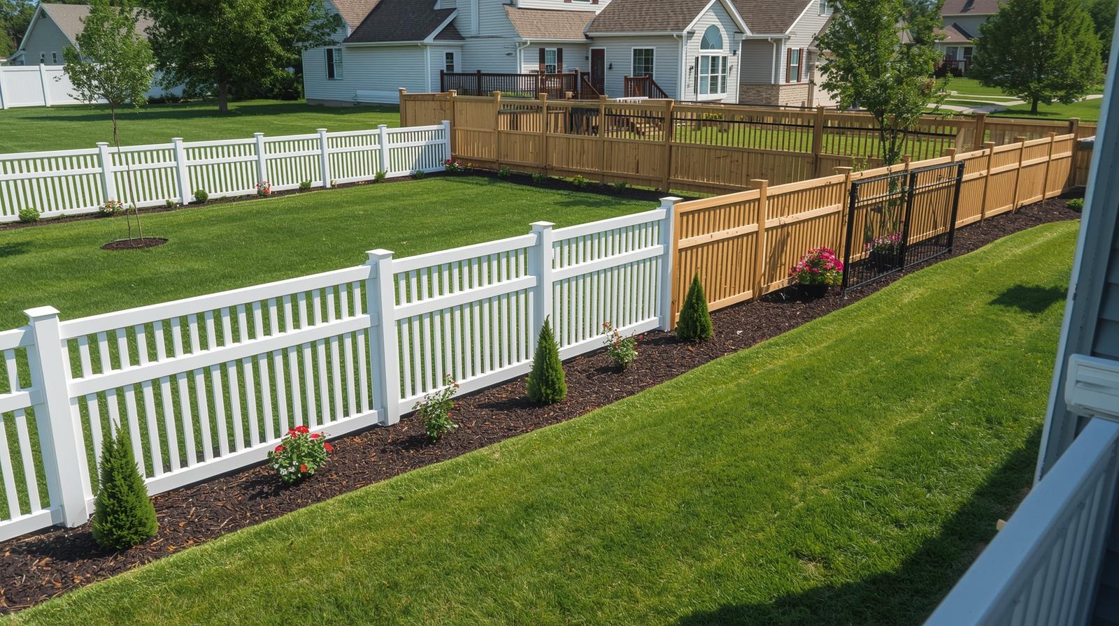 Privacy fence installation around residential property in Evansville WI.