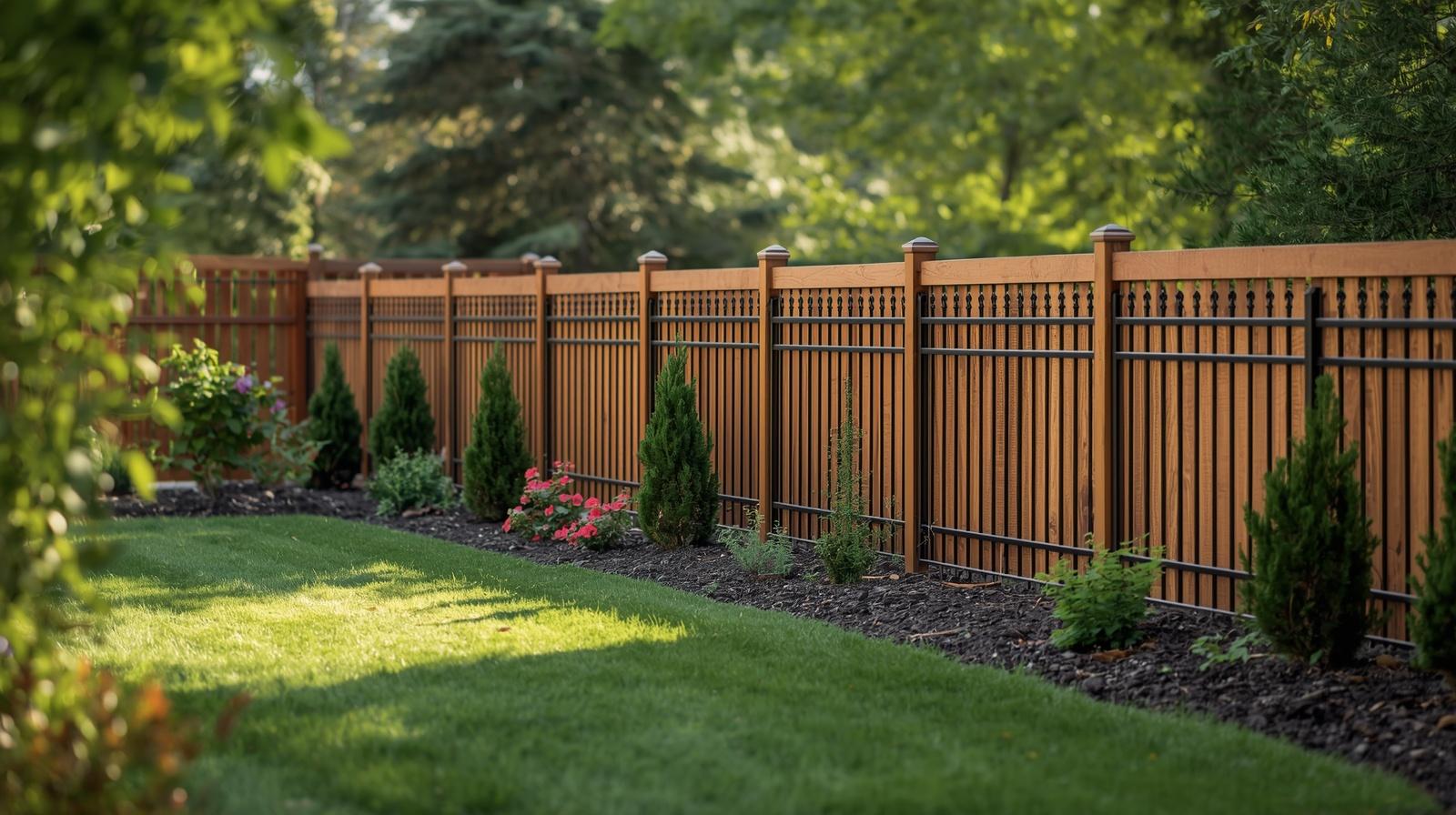 Residential fence installation featuring multiple fence styles for homes in Newark WI.