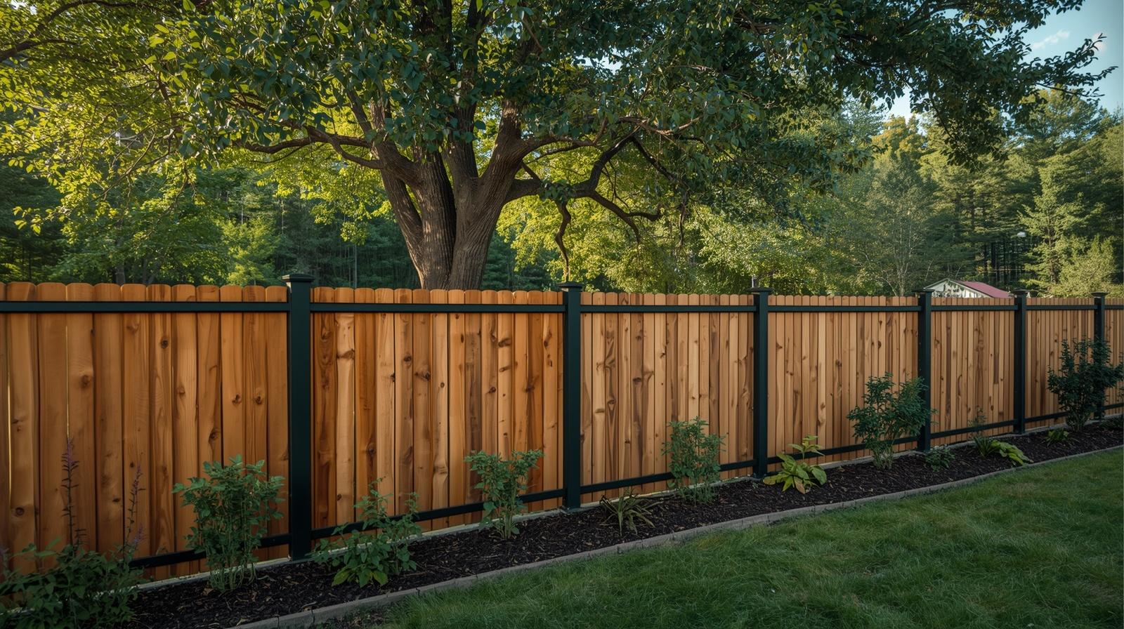Privacy fence installation on residential property in South Beloit IL.