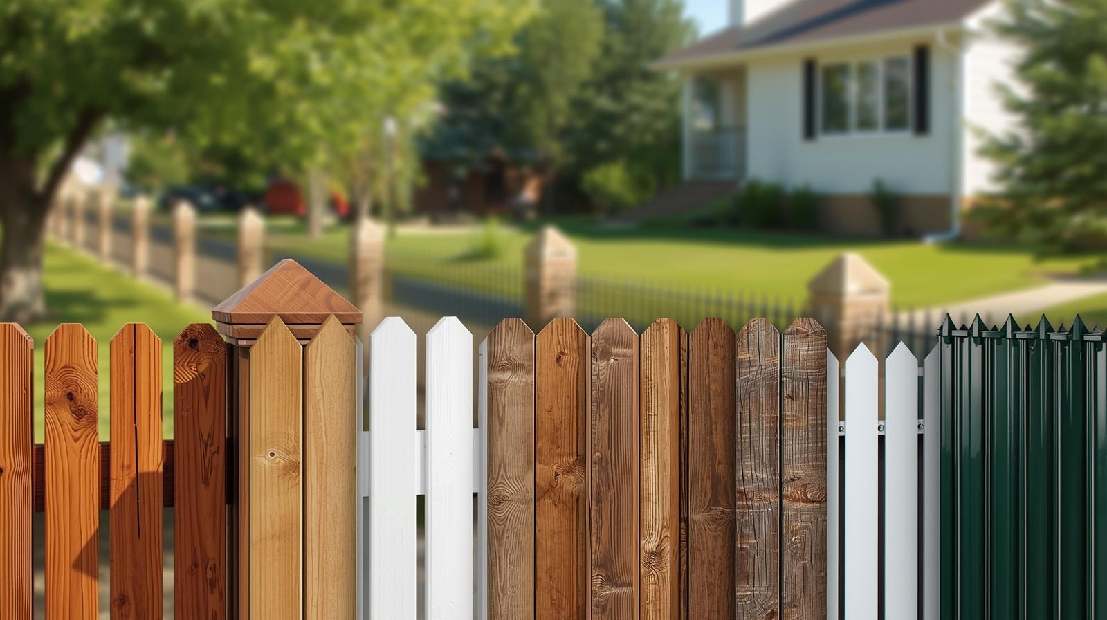 Decorative and privacy fence styles surrounding a large residential yard in Mount Carroll IL.
