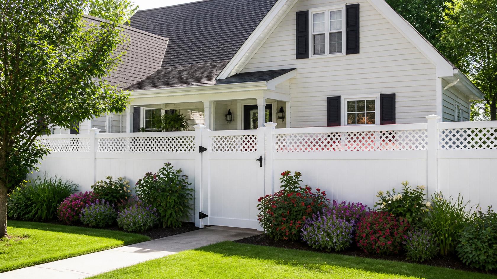 Vinyl privacy fence installed on a residential property in Sycamore IL.