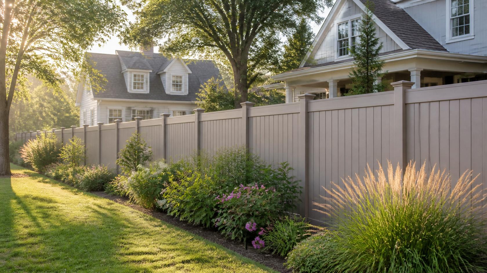 Privacy fence surrounding a residential home and backyard in Orfordville WI.