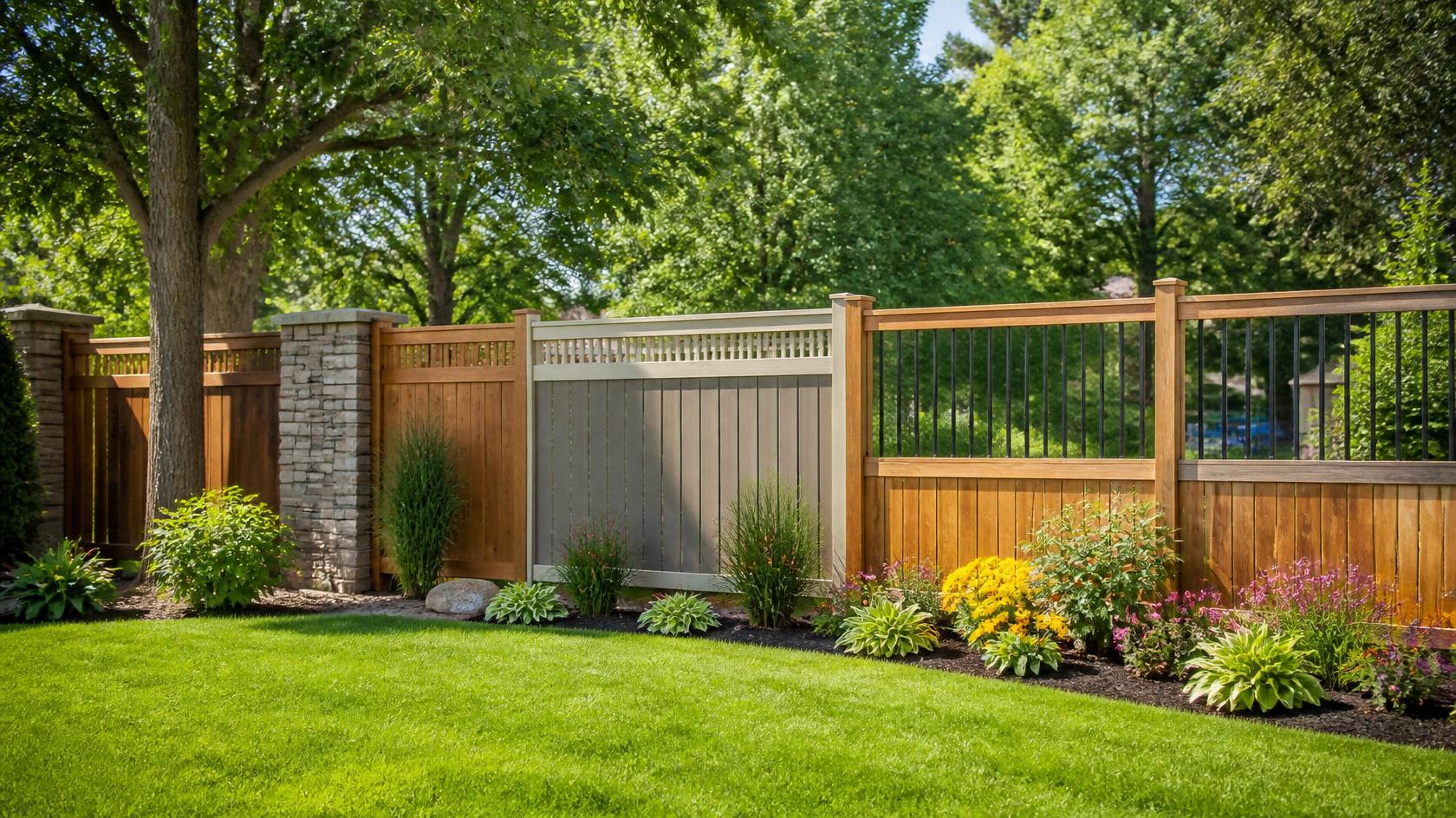 Backyard fence installation on a residential property in Turtle WI.