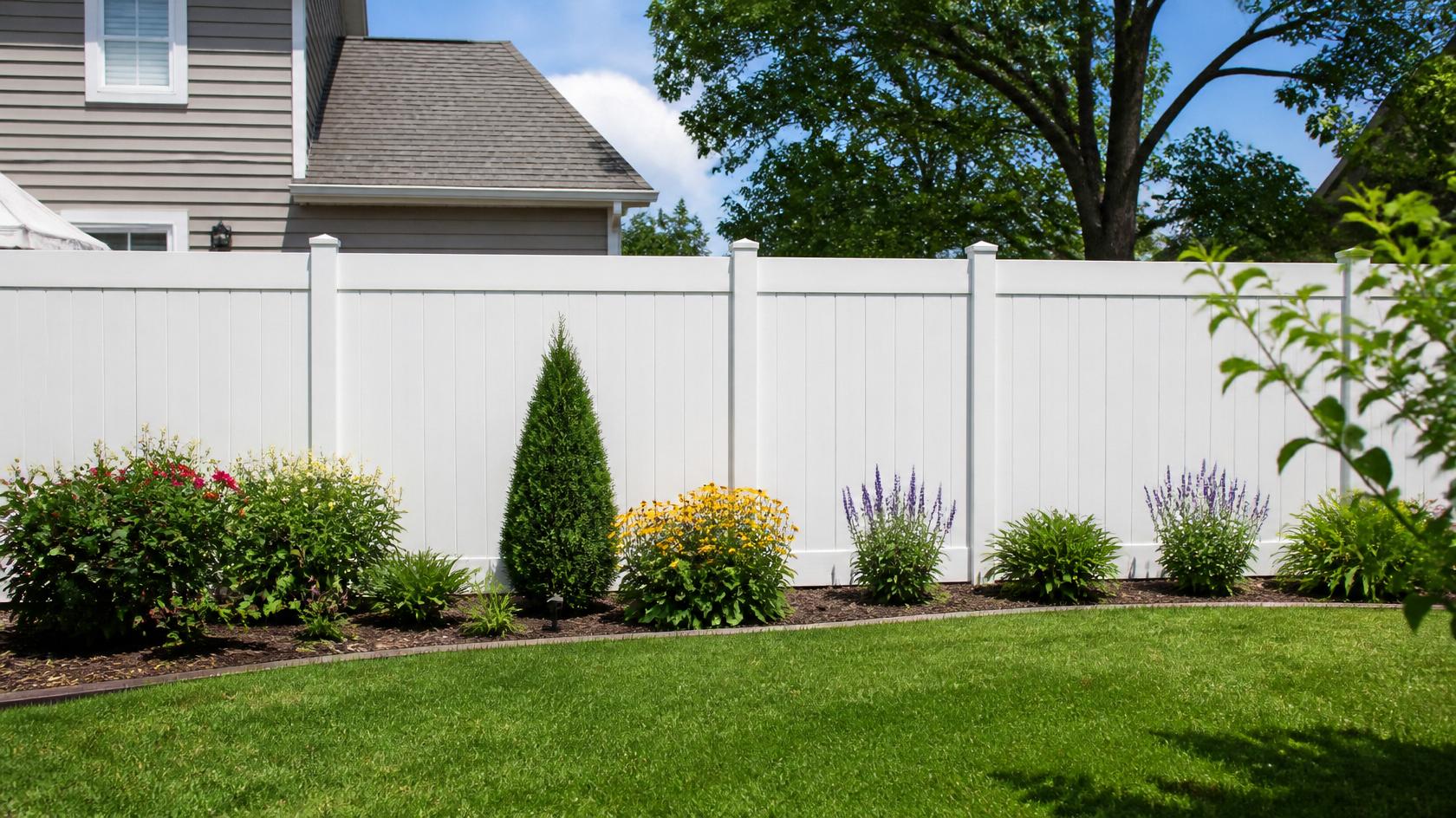 Vinyl fence installed on a residential property in Machesney Park IL.