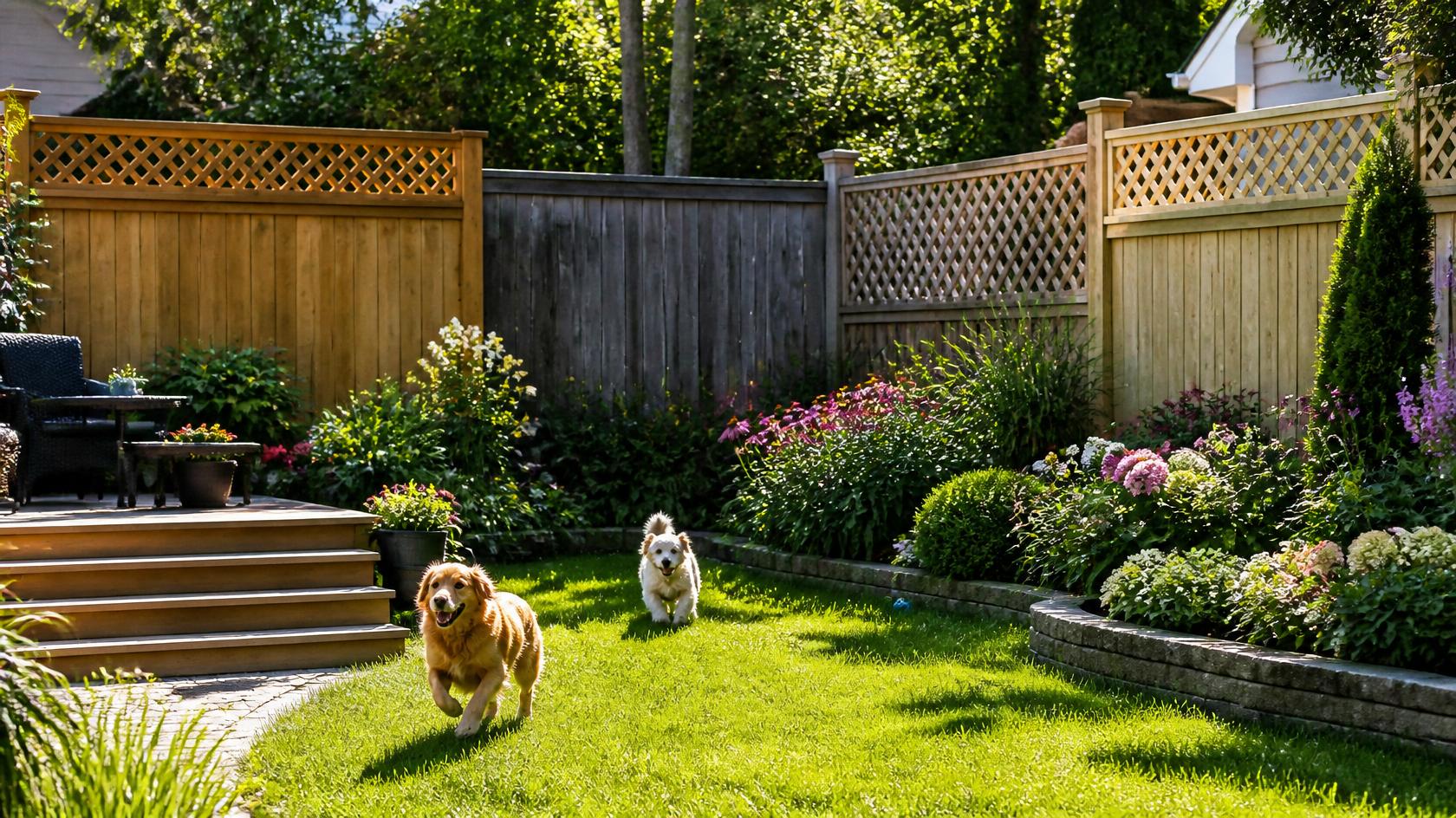 Backyard privacy fence creating a safe outdoor space for pets in Beloit WI. Backyard privacy fence creating a safe outdoor space for pets in Beloit WI.