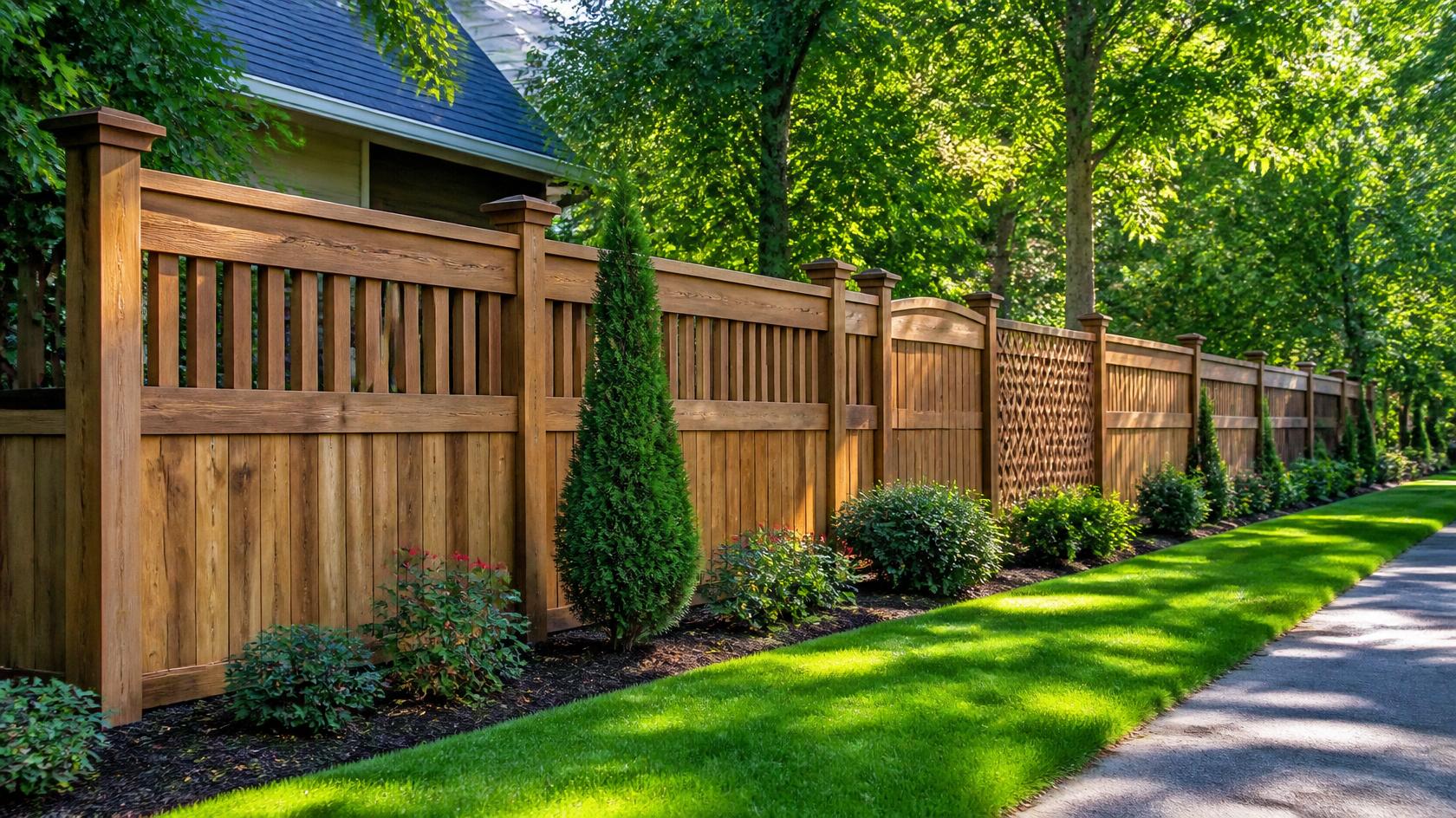 Wood privacy fence enhancing the curb appeal of a home in Byron IL.