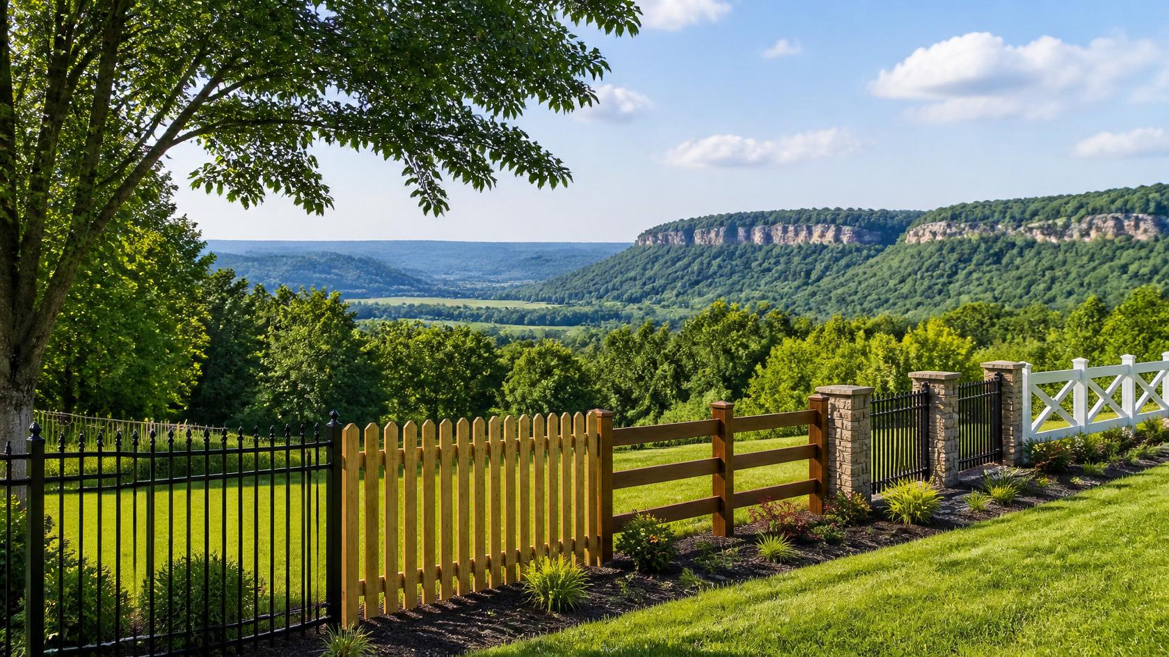 Decorative fence preserving scenic views around a home in Galena IL. Decorative fence preserving scenic views around a home in Galena IL.