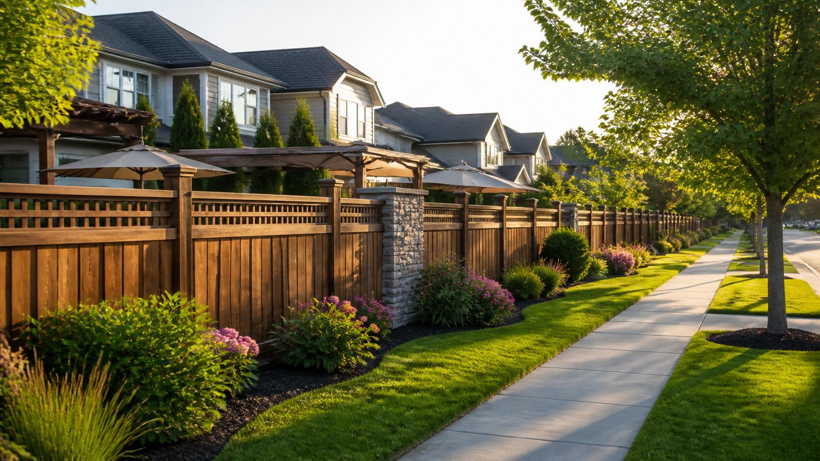 Modern privacy fence installed around a suburban home in Huntley, IL to enhance backyard privacy, security, and curb appeal. Modern privacy fence installed around a suburban home in Huntley, IL to enhance backyard privacy, security, and curb appeal.