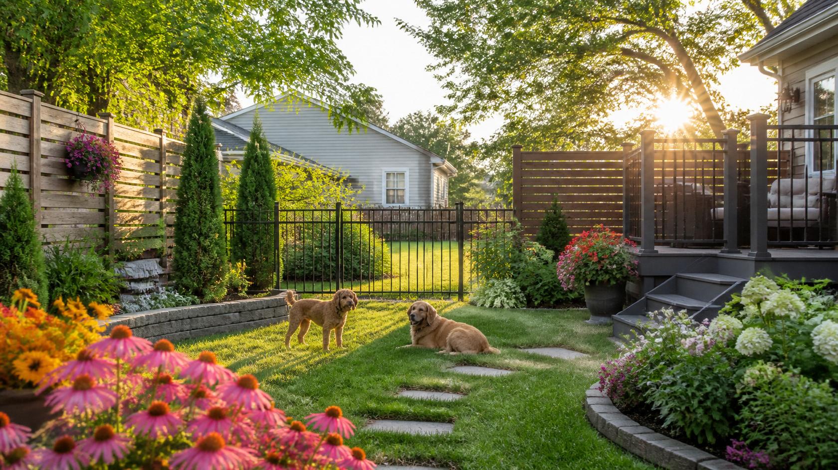 Secure backyard fence in Delavan, WI providing privacy and a safe outdoor area for pets. Secure backyard fence in Delavan, WI providing privacy and a safe outdoor area for pets.