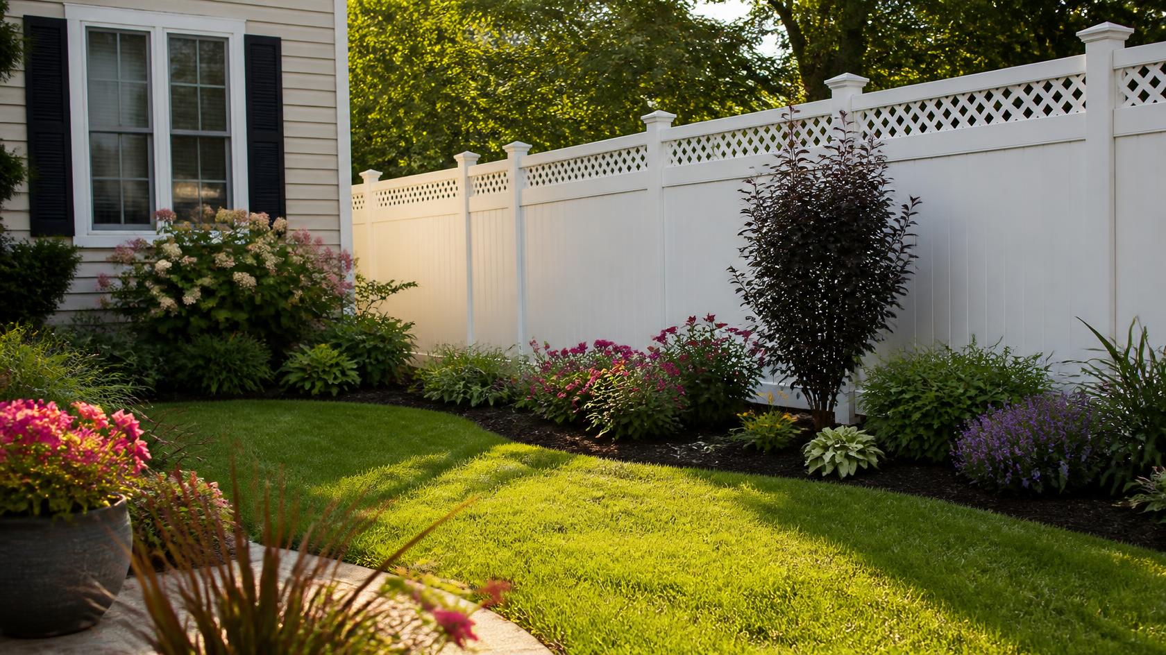 Vinyl privacy fence surrounding a home in Machesney Park, IL for low maintenance and curb appeal.