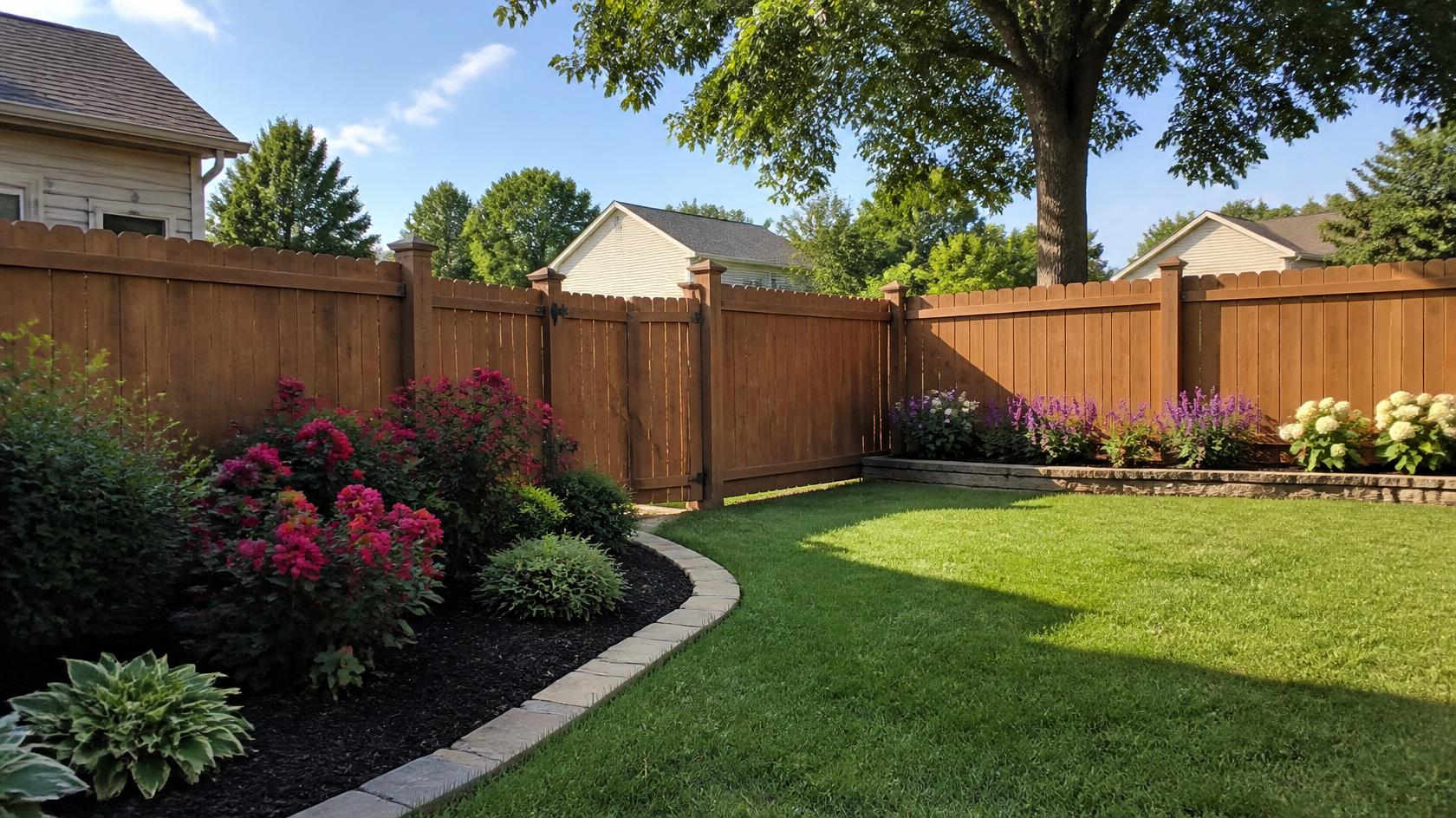 Contractor installing a wood fence around a residential property in Loves Park, IL.