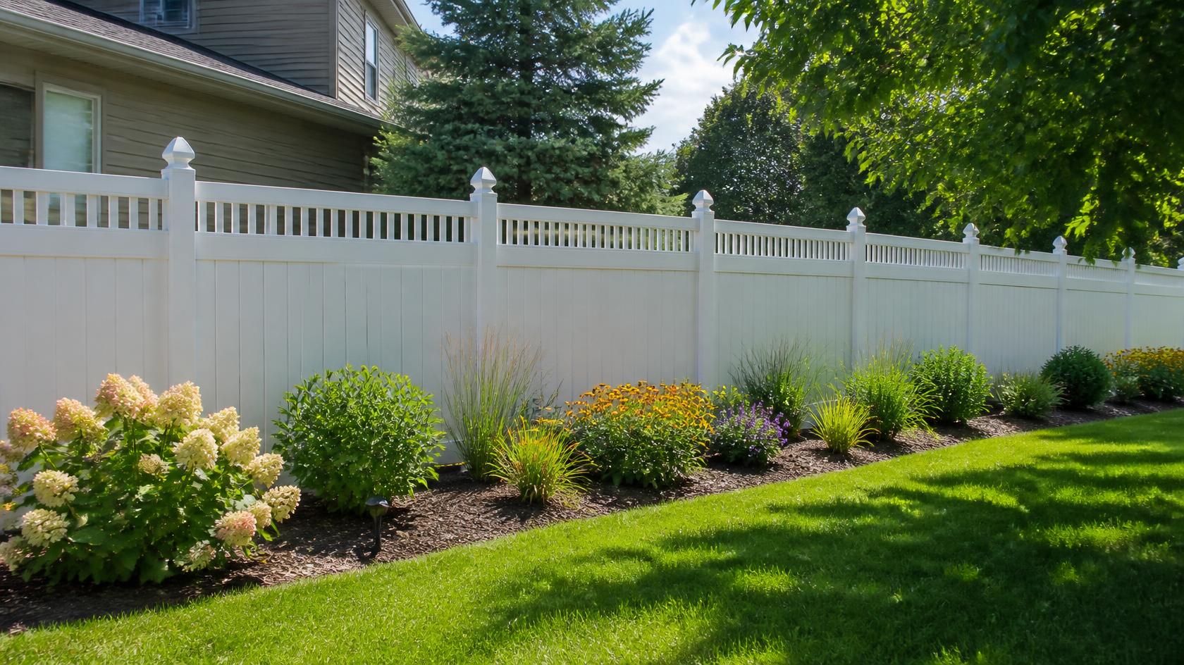 Vinyl fence installation at a residential property in Byron, IL, providing a low-maintenance option for homeowners. Vinyl fence installation at a residential property in Byron, IL, providing a low-maintenance option for homeowners.