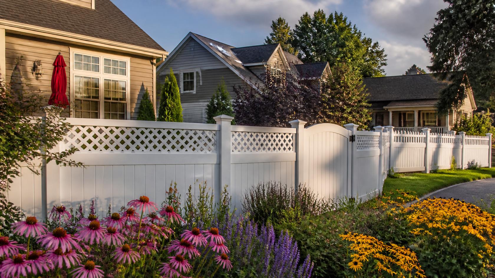 Vinyl fencing around a home in Brodhead, WI offering a clean appearance and low-maintenance property boundary. Vinyl fencing around a home in Brodhead, WI offering a clean appearance and low-maintenance property boundary.