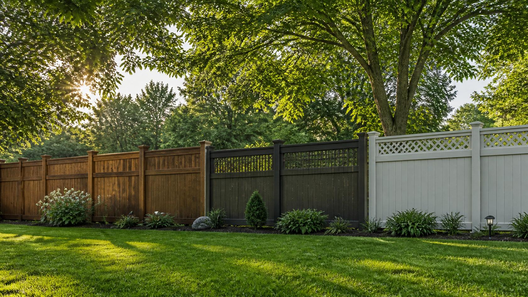 Backyard fencing in Albany, WI creating defined boundaries and practical outdoor space for an open residential yard.