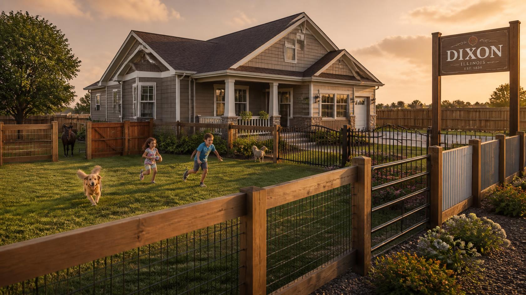 Residential fencing in Dixon, IL creating a secure outdoor area for families and pets.