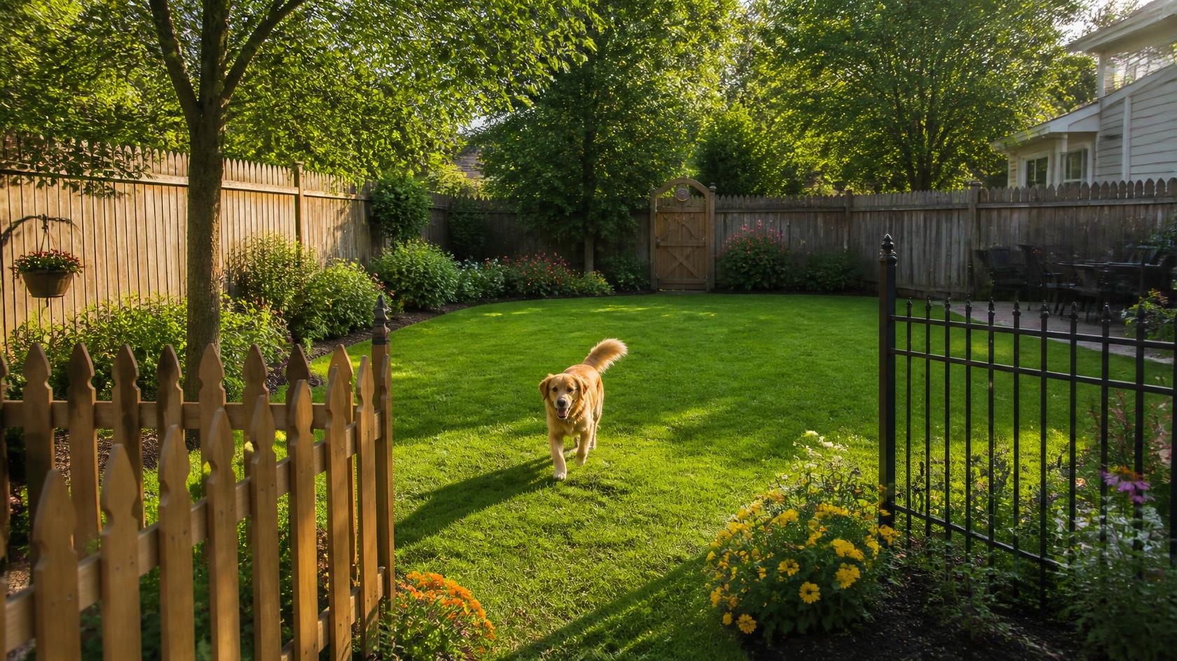 Residential fencing in Marengo, IL providing privacy while creating a secure outdoor space for pets.