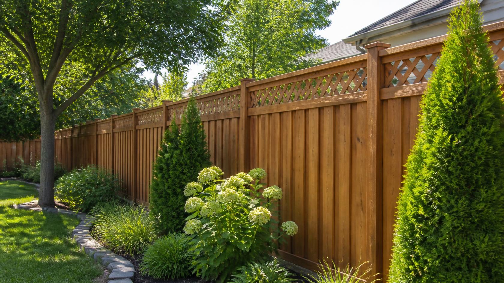 Wood fencing around a backyard in Machesney Park, IL providing classic style, defined boundaries, and residential privacy.