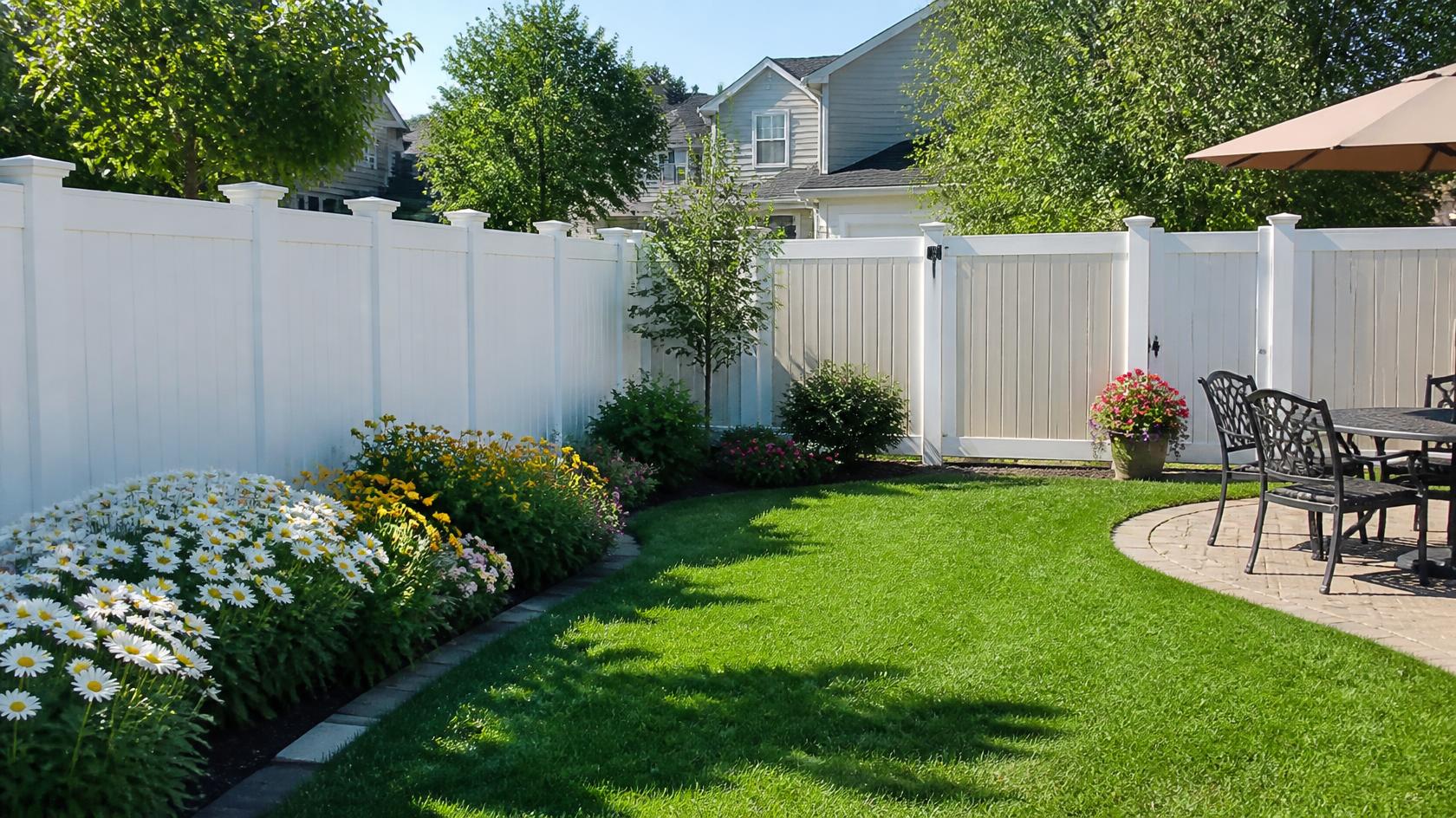Privacy fencing around a home in Janesville, WI creating a secure and comfortable outdoor space for families and pets.